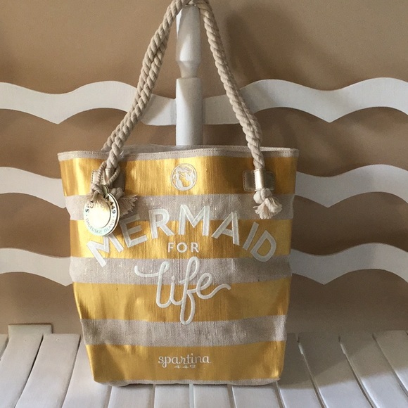 Spartina 449 Handbags - NWT Spartina Mermaid Gold Striped Tote